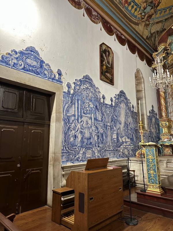 Kék csempe a  Igreja do Socorro templomban Funchal, Madeira, Portugália
